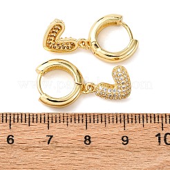 真鍮マイクロパヴェクリアキュービックジルコニアハートフープピアス  16KGP本金メッキ  25x9.5mm&nbsp;EJEW-K267-13G
