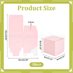 正方形のクラフト紙ネックレスイヤリング収納ギフトボックス  ギフト包装ケース  ピンク  8x8x8cm&nbsp;CON-WH0095-90A-01