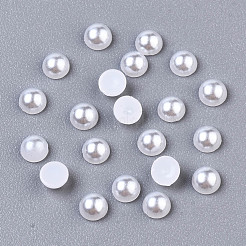 10000個入りabsプラスチック製のパール調カボション  半円  ホワイト  3x1.5mm&nbsp;SACR-S738-3mm-Z9
