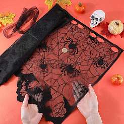 ハロウィンランプシェードカバー装飾  ポリエステルレースの蜘蛛の巣ランプカバー  ブラック  1520x510x0.4mm&nbsp;DIY-WH20002-26