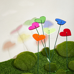 アクリルガーデンステーク  鉄製のワイヤー花茎付き  ハート  50x45x2.5mm&nbsp;AJEW-FH0005-24D