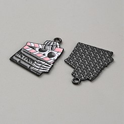 亜鉛合金エナメルペンダント  ブラック  映画アクション  27.5x21.5x1.3mm  穴：2mm&nbsp;ENAM-CJC0021-20A
