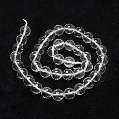 天然石クオーツクリスタルビーズ連売り  ロッククリスタルビーズ  多面カット  ラウンド  6mm  穴：1mm  約61個/連  14.9インチ〜15.1インチ&nbsp;X-G-D840-11-6mm