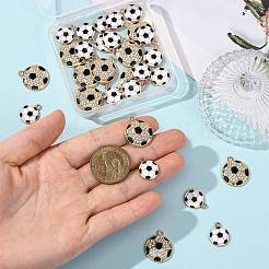 合金エナメルチャーム  ラインストーン付き  スポーツボールチャーム  ライトゴールド  サッカー  17~21.5x13.5~18.5x2~3mm  穴：1.6~2mm  30pc&nbsp;FIND-FS0005-04A