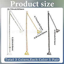 3組 3色 合金 ラインストーン リンク ブラストラップ  バックル付き  ミックスカラー  290mm  1ペア/カラー&nbsp;AJEW-CY0001-76