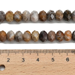 天然ゴビ瑪瑙ビーズ連売り  多面カット  ロンデル  8x5.5mm  穴：1.2mm  約69個/連  15.16''（38.5センチメートル）&nbsp;G-Z111-A55
