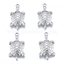 変色しない304ステンレススチールペンダント  カメ  ステンレス鋼色  25x14x3mm  穴：1.8mm&nbsp;STAS-N098-198P