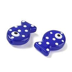 焼き絵の具、ガラス、エナメル、ビーズ  魚  ミディアムブルー  19.5x12.5x6~6.5mm  穴：1.2~1.4mm&nbsp;LAMP-D303-04L