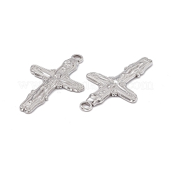 変色しない304ステンレススチールペンダント  十字架クロスチャーム  ステンレス鋼色  37x20x2mm  穴：2.8mm&nbsp;LS-STAS-B031-29P