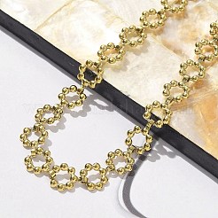 女性用304ステンレススチールリングリンクチェーンブレスレット  イオンプレーティング（ip）  ゴールドカラー  7-1/8インチ（18cm）&nbsp;BJEW-F488-21G-01