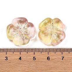 ツートン透明アクリルビーズ225個  花  ピンク  20x7mm  穴：1.8mm  約225個/500g&nbsp;MACR-K359-26B