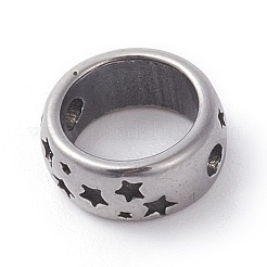 316サージカルステンレススチールビーズフレーム  スターとリング  アンティークシルバー  9x4mm  穴：1.5mm&nbsp;STAS-G186-38AS