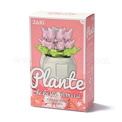 プラスチック多肉植物植物ビルディングブロックDIYおもちゃセット  多肉植物盆栽モデル  ギフトの家の装飾のため  ピンク  70x70x70mm&nbsp;DIY-I077-05