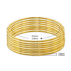 真鍮製の仏教用バングルセット  24KGP本金メッキ  2-1/2インチ（6.2cm）  8個/セット&nbsp;JB632A