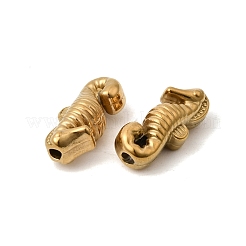 304ステンレススチールビーズ  タツノオトシゴ  イオンプレーティング（ip）  ゴールドカラー  12x5.5x5mm  穴：1.2mm&nbsp;STAS-B128-49G