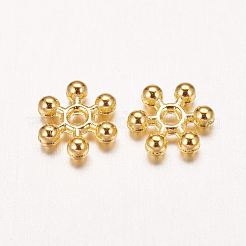 亜鉛合金ビーズスペーサ  1穴付き  スノーフレーク  ゴールドカラー  8.5x2.5mm  穴：1.5mm&nbsp;PALLOY-Q062-G