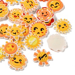 プリントされたPVCプラスチックカボション  太陽  ミックスカラー  27~29x27~28x3~4mm&nbsp;PL-H001-05