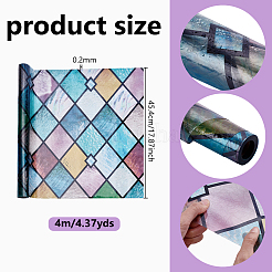 PVC粘着ガラスステッカー  ひし形の長方形  カラフル  454x0.2mm&nbsp;DIY-WH0349-541