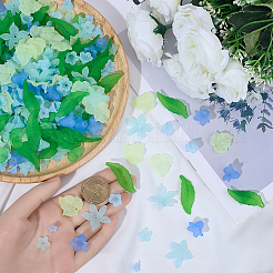 DIYの花と葉のパーツキット  アクリルビーズ＆ペンダントを含む  アクリルビーズキャップ  ライトブルー  12.5x13x2.5mm  穴：1.8mm&nbsp;DIY-BM0001-12B