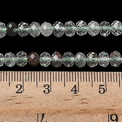天然グリーンロドライトクォーツビーズ連売り  多面カット  ロンデル  5.5~6.5x4.5mm  穴：1mm  約91~94個/連  15.35''（39cm）〜15.43''（39.2cm）&nbsp;G-D344-A28