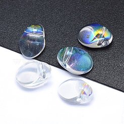ガラスチャーム  オーバル  ABカラーメッキ  クリアAB  8x6x4mm  穴：1mm&nbsp;GLAA-H016-13M-2