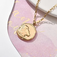 304ステンレススチール星座ペンダントネックレス  18KGP本金メッキ  レオ  18.19インチ（46.2cm）&nbsp;LS-NJEW-K392-01G-05
