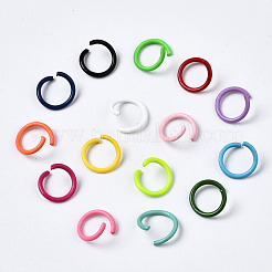 スプレー塗装された鉄のオープン丸カン  ラウンド  ミックスカラー  10.5x1mm  18ゲージ  内径：8mm  約192個/ 50 G&nbsp;X-IFIN-T017-04A
