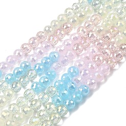 電気メッキガラスビーズセット  ラウンド  ファセット(32ファセット)  グラデーションカラー  パールピンク  6mm  穴：1.2mm  約61個/連  12.60''（32センチメートル）&nbsp;EGLA-D300-06-6mm-08
