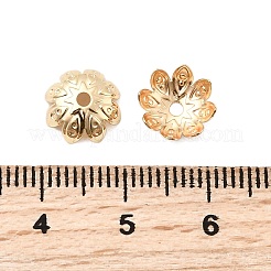 真鍮製ビーズキャップ  8  - 花びらの花  ライトゴールド  9.5x9.5x3.5mm  穴：1.6mm&nbsp;KK-Z030-09LG