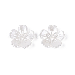 Absプラスチック模造真珠ビードキャップ  5  - 花びらの花  ホワイト  11.5x12x3mm  穴：1.5mm&nbsp;KY-Q004-03A