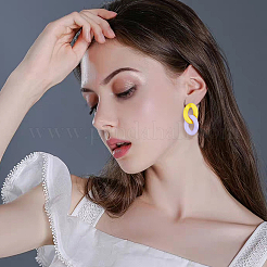 8ペア 8色 アクリルツイストオーバルダングルスタッドピアス（女性用）  ミックスカラー  35x23mm  1ペア/カラー&nbsp;EJEW-AN0004-07
