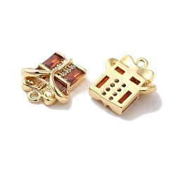 ガラスのラインストーンのチャームが付いた真鍮  ギフト用の箱  18KGP本金メッキ  11x10x4mm  穴：1mm&nbsp;KK-H455-36G
