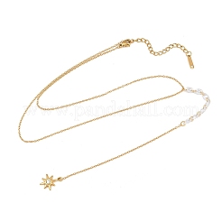 304ステンレススチール製クリスタルラインストーン付きロングタッセルネックレス（女性用）  ゴールドカラー  15.75インチ（40cm）&nbsp;SA-CBA48C7-04G