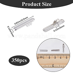 ステンレススチールコードエンド350個  折りたたみ式カシメエンドパーツ  ステンレス鋼色  15.5x3x3mm&nbsp;FIND-GF0006-98