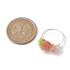 天然南赤瑪瑙チップ指輪  女性用銅線巻きジュエリー  usサイズ8（18.1mm）&nbsp;RJEW-TA00125