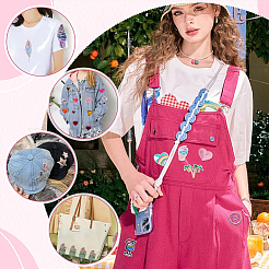 12個 12スタイル コンピューター刺繍布 アイロン接着/縫い付けパッチ  スパンコール入り  マスクと衣装のアクセサリー  アップリケ  ミックスカラー  49~82x45.5~101x1~2mm  1個/スタイル&nbsp;DIY-PH0023-24