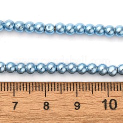 電気メッキガラスビーズセット  パール光沢メッキ  ラウンド  ライトスカイブルー  4mm  穴：1mm  約120個/連  15.35インチ（39cm）&nbsp;EGLA-C007-10G
