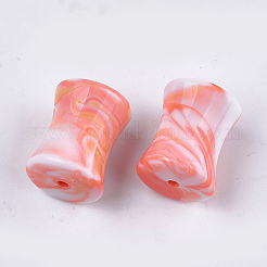 アクリルビーズ  天然石風  ツートン  竹の共同  鮭色  23x19mm  穴：3mm  約77個/500g&nbsp;OACR-S031-08B-06