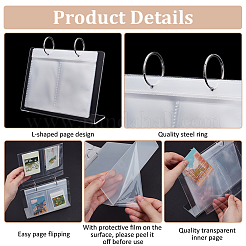 4インチアクリルデスクカレンダー収納フォトアルバムスタンド  ポケット68つ付き  長方形  透明  195x55x177mm&nbsp;AJEW-WH0819-011B