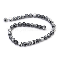 合成マラカイトビーズ連売り  染め  ラウンド  ブラック  8mm  穴：1mm  約46個/連  14.76インチ（37.5cm）&nbsp;G-I199-32-8mm-K