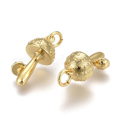 真鍮チャーム  カドミウムフリー＆鉛フリー  長持ちメッキ  丸カン付き  キノコ  ゴールドカラー  16.5x8x8mm  穴：4.5x0.8mm&nbsp;KK-Z001-01G