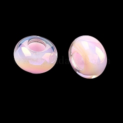 UVメッキ透明樹脂ヨーロピアンビーズ  大穴ビーズ  虹色の  ロンデル  フラミンゴ  8x13.5mm  穴：5.5mm&nbsp;RE-CBAFF00-01D