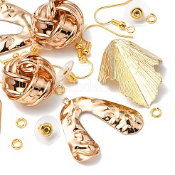 DIYイヤリング作成キット  ナゲット、フラワー、アーチのアイアンペンダントを含む  真鍮製ピアスフック＆イヤナット  ライトゴールド  36個/箱&nbsp;DIY-YW0006-57