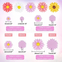 フラットバック髪＆コスチュームアクセサリーオーナメントレジンの花のデイジーカボション  ミックスカラー  75個/箱&nbsp;CRES-PH0003-18