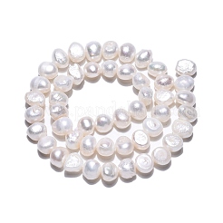 天然養殖淡水パールビーズ連売り  研磨両側  乳白色  7.5~9x7.5~10.5x3~7.5mm  穴：0.5mm  約49~55個/連  15.83~16.14''（40.2~41センチメートル）&nbsp;PEAR-N014-07K