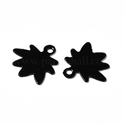 スプレー塗装された201ステンレススチールチャーム  リーフチャーム  ブラック  14x14x0.5mm  穴：1.4mm&nbsp;LS-STAS-I672-17A