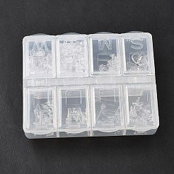 60 個 6 スタイルスター & シャムロック & ベル & フラワー & バタフライ & ハート樹脂スタッドピアスパーツ  200個のプラスチック製イヤーナット付き  透明  5~14x4~14mm  ピン：0.8mm  10個/スタイル&nbsp;FIND-FS0001-96