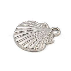 変色しない304ステンレススチールペンダント  貝殻の形のチャーム  ステンレス鋼色  18x15x2.5mm  穴：2mm&nbsp;STAS-I307-529P