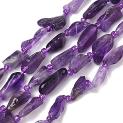 天然石アメジストビーズ連売り  ナゲット  シードビーズで  5~16x3~8x3~5mm  穴：1.2mm  約31~32個/連  15.55''~15.94''（39.5~40.5センチメートル）&nbsp;G-Z130-B01-01