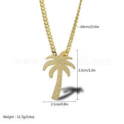 ヒップホップステンレススチールサンドブラストパームツリーペンダントネックレスメンズ  マットゴールドカラー  23.62インチ（60cm）&nbsp;DF1150-1